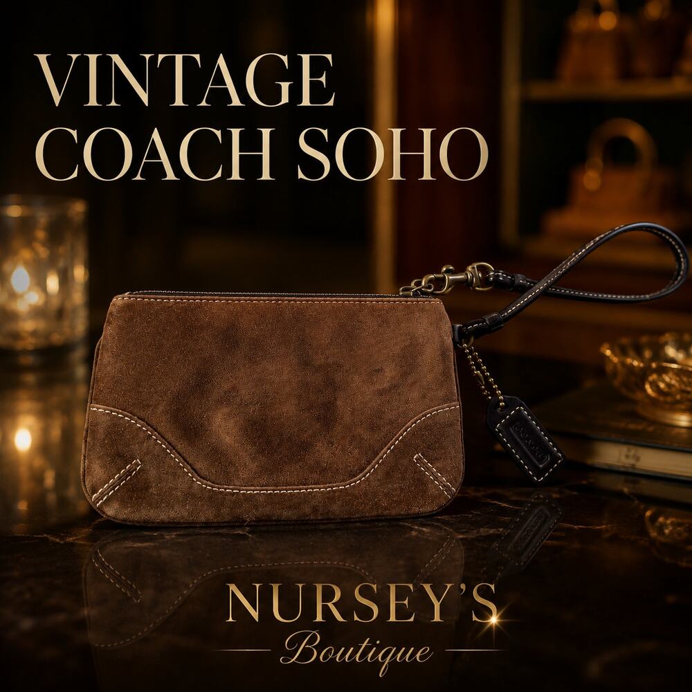 Vintage Y2K Coach Soho Brown Suede Leather Wristlet Clutch